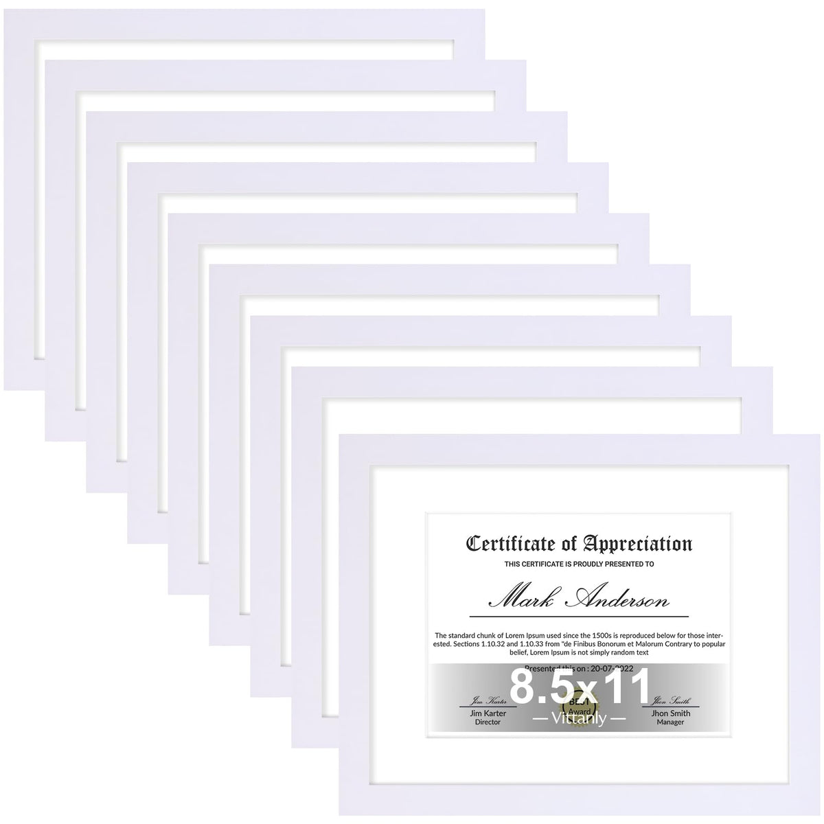 Vittanly 8x10 Picture Frames Set of 9 for Wall or Tabletop Display, Gold