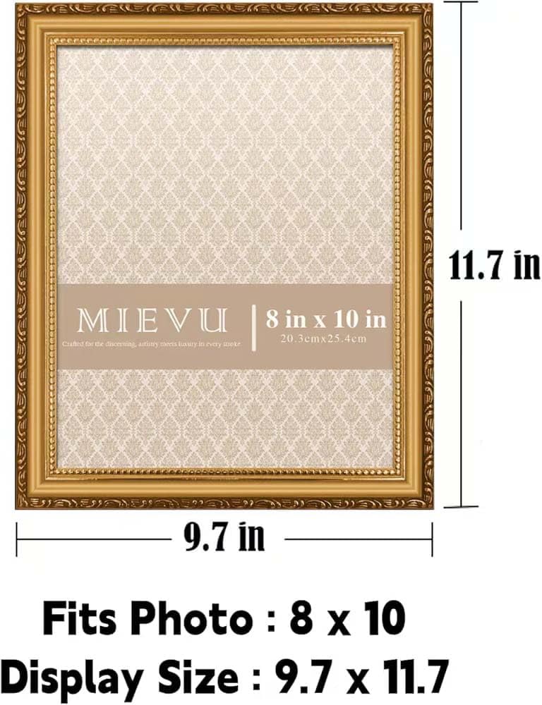 8x10 Picture Frame Gold, Ornate Vintage Photo Frame, Wall or Tabletop