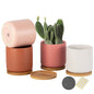 4 Inch Ceramic Plant Pot with Saucer, White Planters Pots with Drainage Hole and Mesh Pads for Succulent, Snake, Cactus, Herbs - 4 Packs(Plant Not Included)