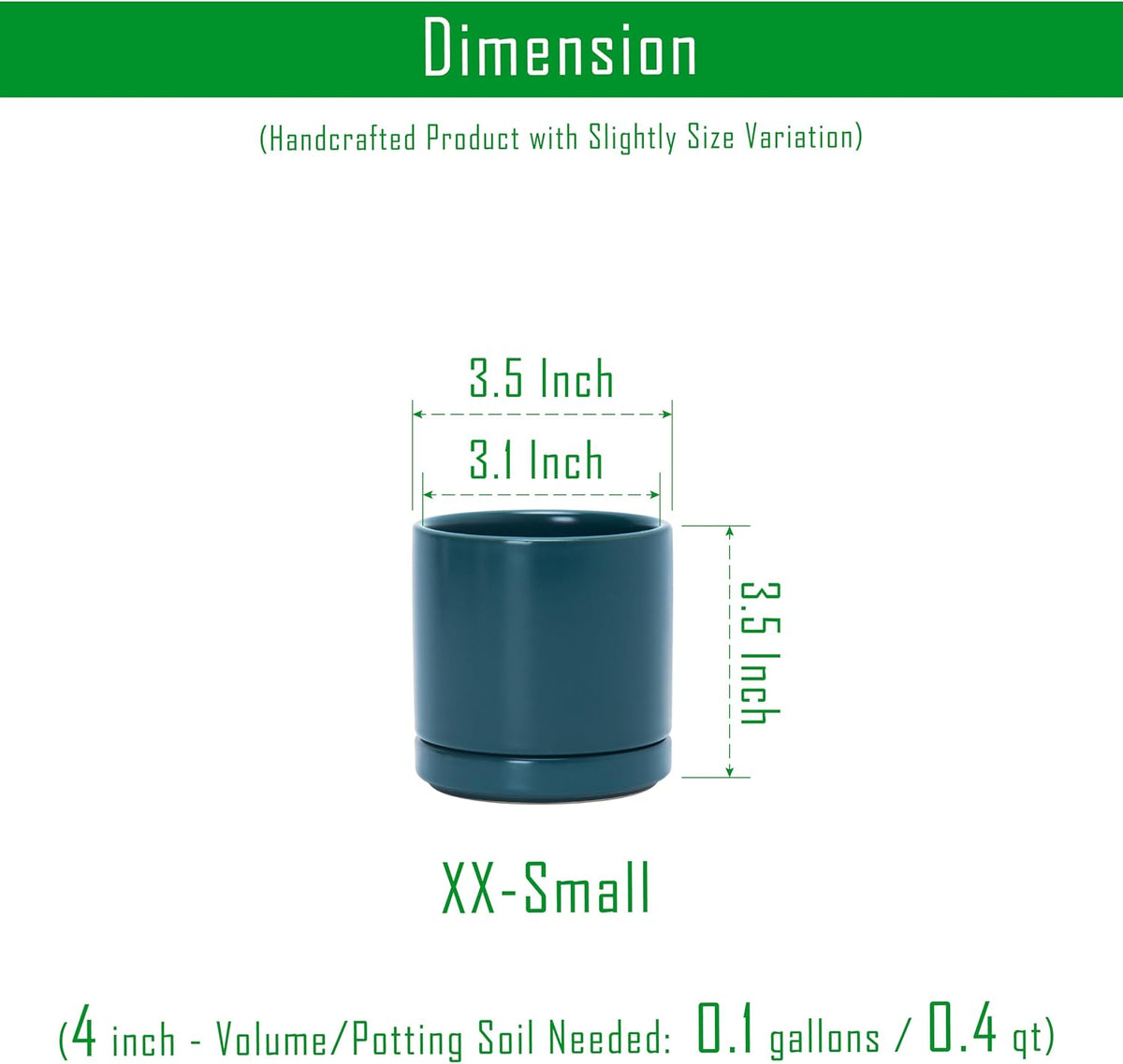 D'vine Dev 3.5 Inch Ceramic Planter Pot, Teal, 94-O-A-9