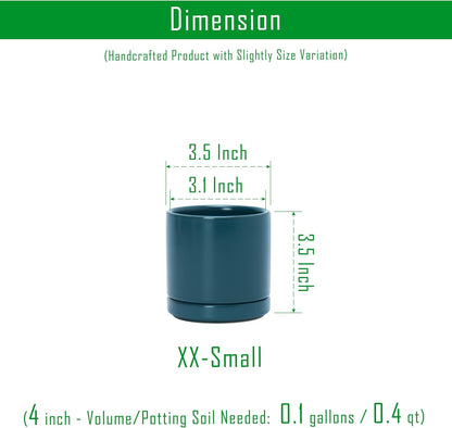 D'vine Dev 3.5 Inch Ceramic Planter Pot, Teal, 94-O-A-9