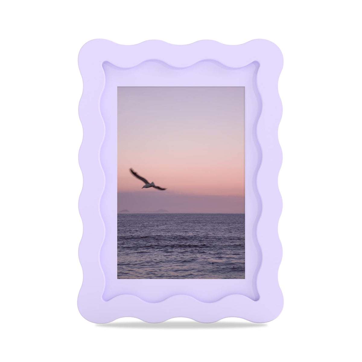 4x6 Picture Frame with Mat for 3.5x5, Wavy Edge Wooden Real Glass Photo Frame for Tabletop and Wall Hanging, Green, 1 Pack