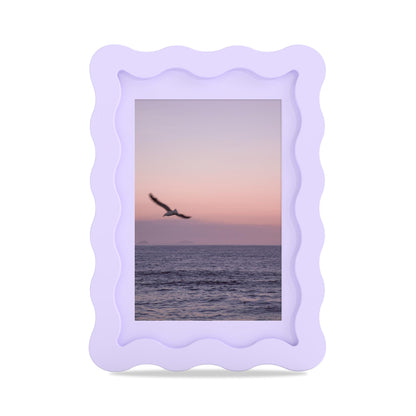 4x6 Picture Frame with Mat for 3.5x5, Wavy Edge Wooden Real Glass Photo Frame for Tabletop and Wall Hanging, Green, 1 Pack