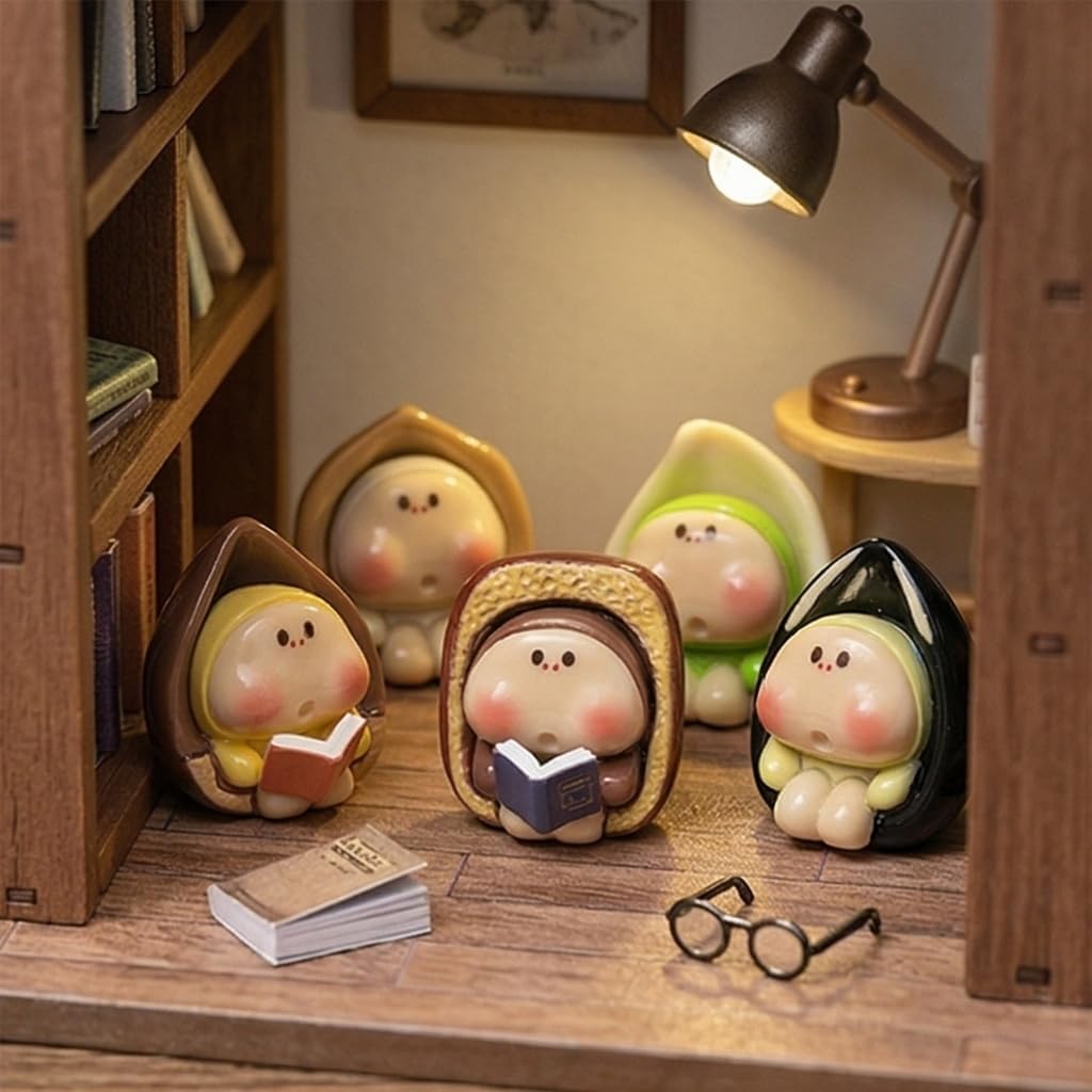 5PCS Nut-Inspired Miniature Figurines, Cute Resin Collectible Desktop Decor, Mini Ornaments for Shelf Display, Dollhouse Accessories, Fairy Garden and Tiny Scene Styling