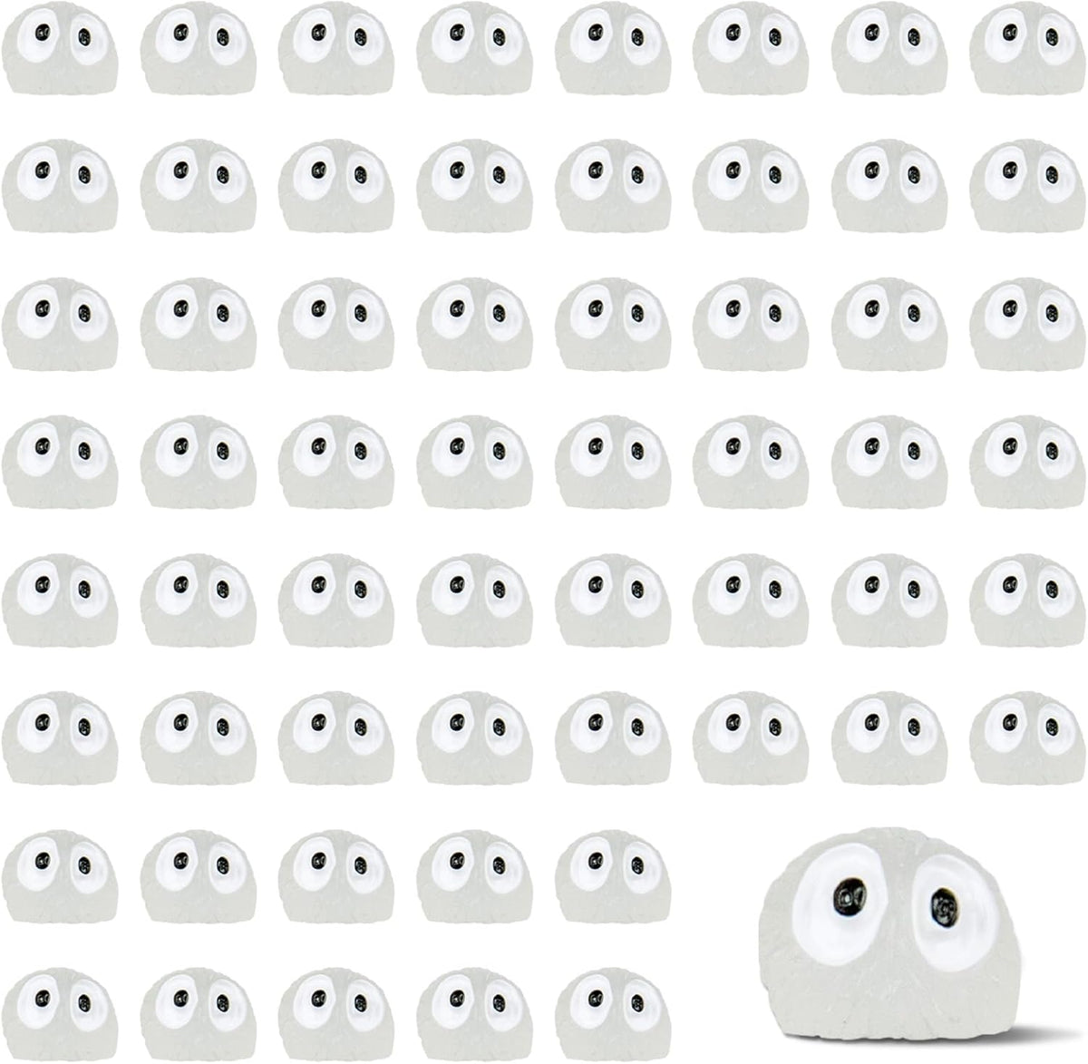 Set of 60 Glow-in-Dark White Mini Elves - Matching Resin Figures for Mass Decor in Terrariums, Fairy Gardens & Hidden Surprises as Plant Accents