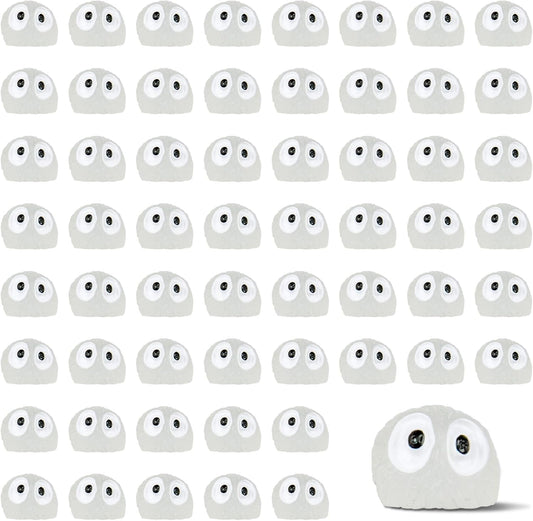 Set of 60 Glow-in-Dark White Mini Elves - Matching Resin Figures for Mass Decor in Terrariums, Fairy Gardens & Hidden Surprises as Plant Accents
