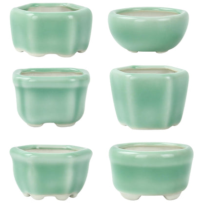 Bonsai Planter 1.8 inch (4.5cm) Mini Succulent Glazed Pots Set of 18 Green