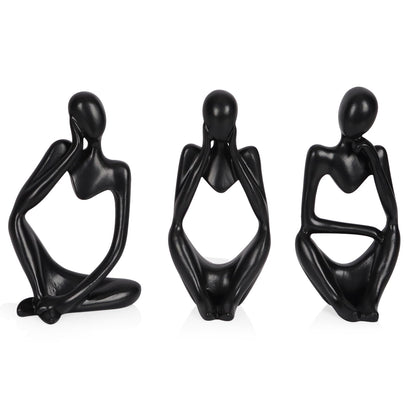 Sandstone Resin Thinker Statue Style Abstract Sculpture, Sandstone, Left
