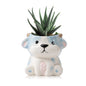 DIYOMR Cute Animals Planter, Mini Ceramic Cartoon Animal Shaped Succulent Flower Pot Indoor Air Plants Holder, Smooth Shiny Decorative Flower Cactus Planter - Plants Not Included (White Bear)