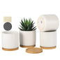 4 Inch Ceramic Plant Pot with Saucer, White Planters Pots with Drainage Hole and Mesh Pads for Succulent, Snake, Cactus, Herbs - 4 Packs(Plant Not Included)