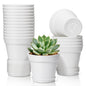 T4U Small Plant Pots 5 Inch 18 Pack, Plastic Flower Pots with Saucer White