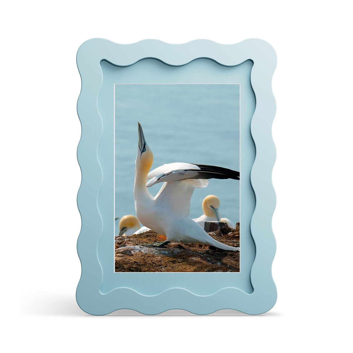 4x6 Picture Frame with Mat for 3.5x5, Wavy Edge Wooden Real Glass Photo Frame for Tabletop and Wall Hanging, Green, 1 Pack