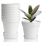 T4U Small Plant Pots 4 Inch 8 Pack, Plastic Indoor Flower Pots Saucer White