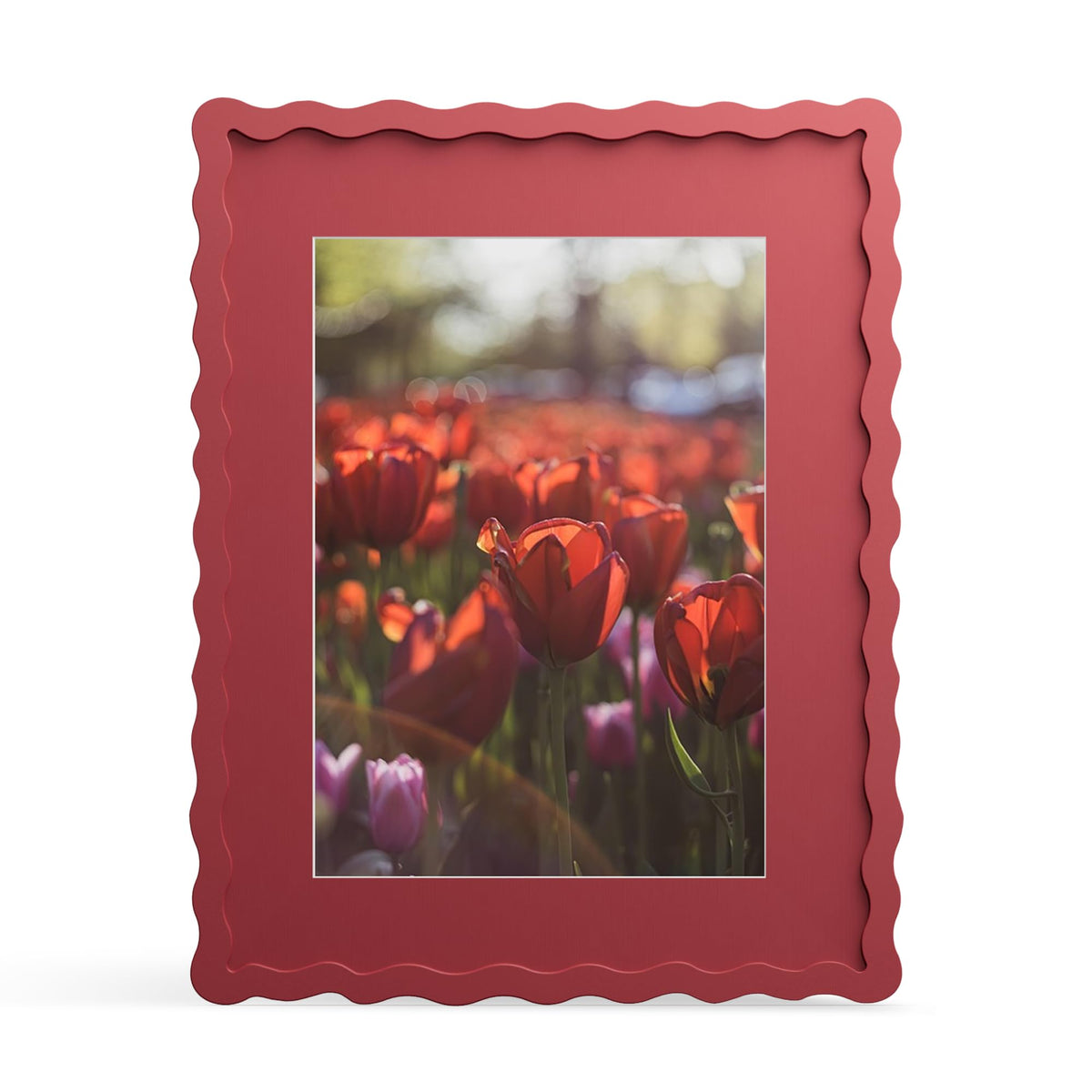 4x6 Picture Frame with Mat for 3.5x5, Wavy Edge Wooden Real Glass Photo Frame for Tabletop and Wall Hanging, Green, 1 Pack