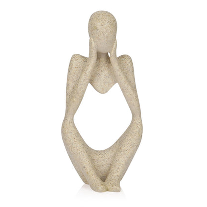 Sandstone Resin Thinker Statue Style Abstract Sculpture, Sandstone, Left