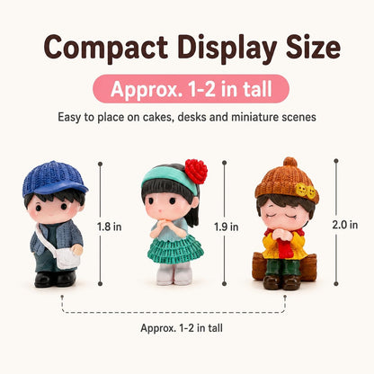 12Pcs Mini Boy and Girl Statue Dollhouse Couple People Figures Fairy Garden Figurines Cake Toppers for Micro Landscape Home Office Desktop Ornaments