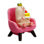 RAQWI Pig Eating Cake Figurine on Red Sofa, Mini Resin Desk Decor