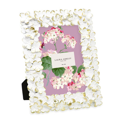 Laura Ashley 4x6 Pink Flower Textured Hand-Crafted Picture Frame w/Easel