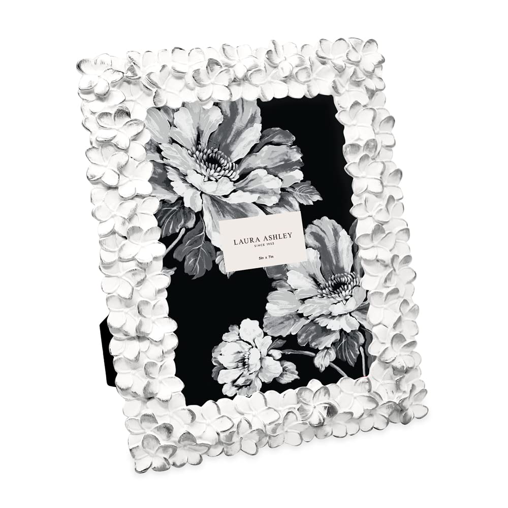 Laura Ashley 4x6 Pink Flower Textured Hand-Crafted Picture Frame w/Easel