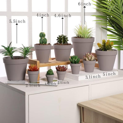Yishang 2 Inch Grey Mini Terracotta Clay Pots Pack of 9 - Small Hand Craft Nursery Plant Pot Succulent Cactus DIY Pottery Planter Home Garden Windowsill Decoration