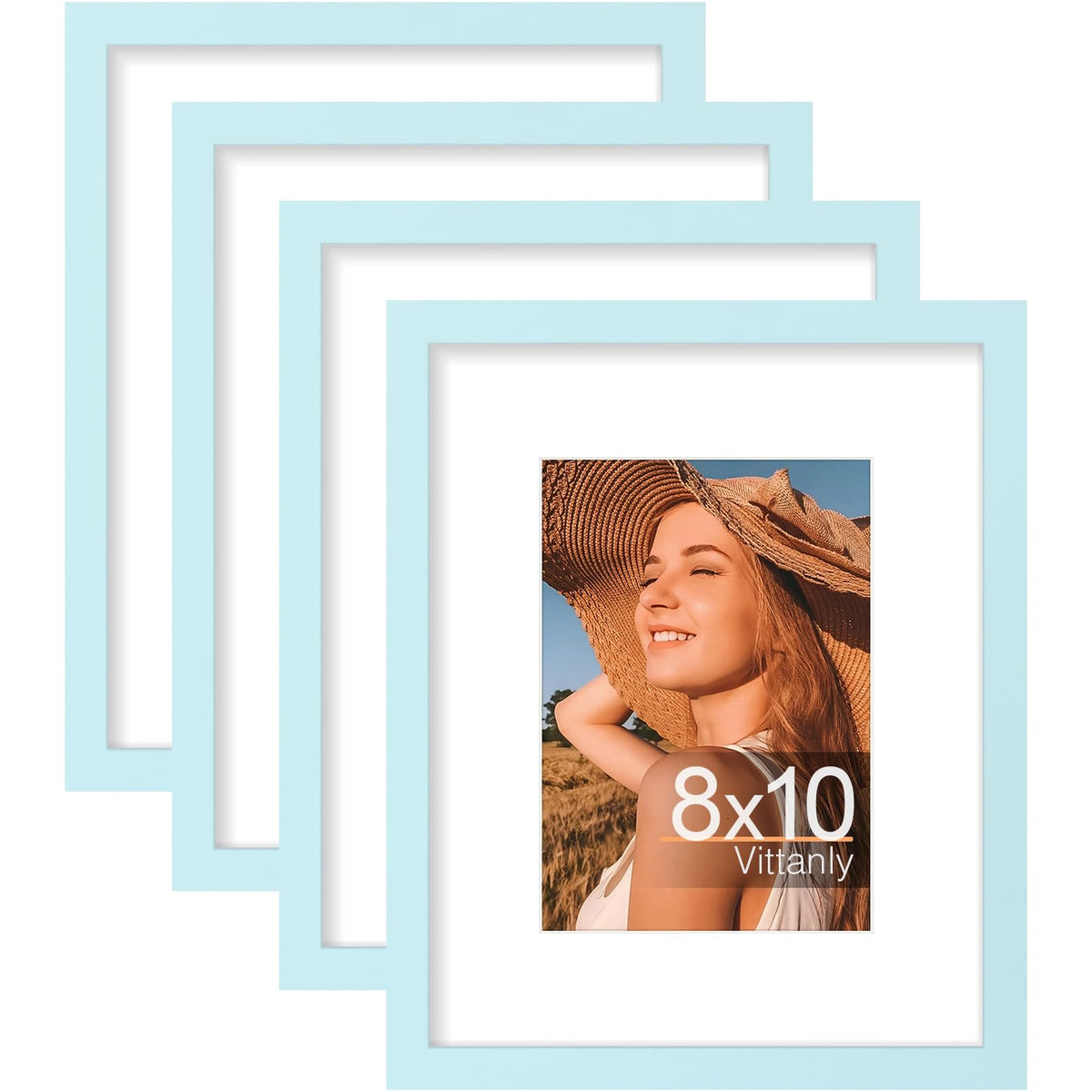 Vittanly 8x10 Picture Frames Set of 4, for Wall or Tabletop, Pale Pink