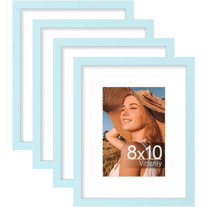 Vittanly 8x10 Picture Frames Set of 4, for Wall or Tabletop, Pale Pink
