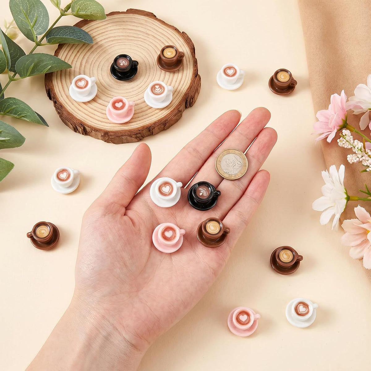 40PCS Resin Mini Coffee Cups Miniature Mug Cup 4 Styles