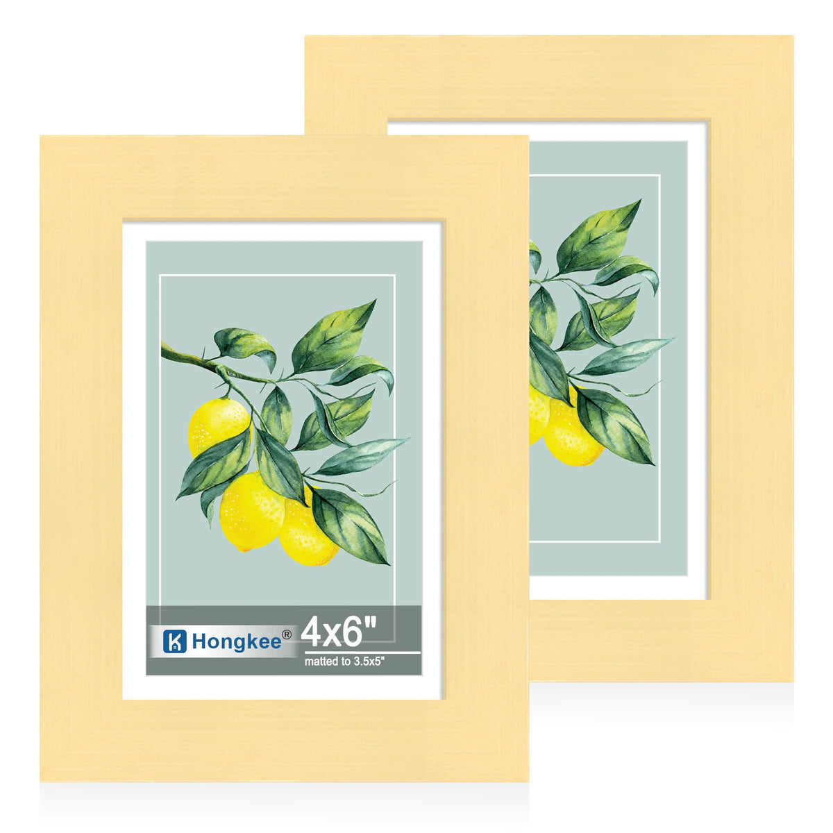 Hongkee 5x7 Picture Frame Set of 2, Real Glass and Wood Frame for Mat 4x6