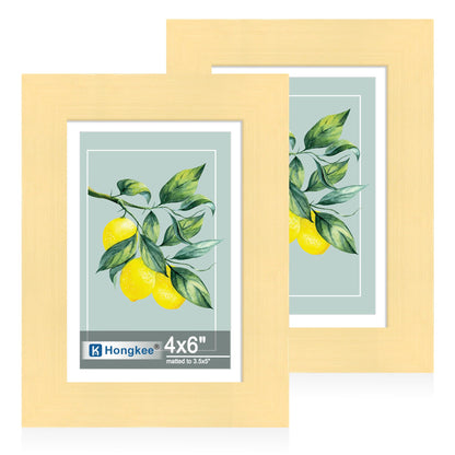 Hongkee 5x7 Picture Frame Set of 2, Real Glass and Wood Frame for Mat 4x6