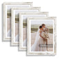 Hongkee 8x10 Picture Frame Set of 4, Real Glass and Wood Frame, 5x7 Mat