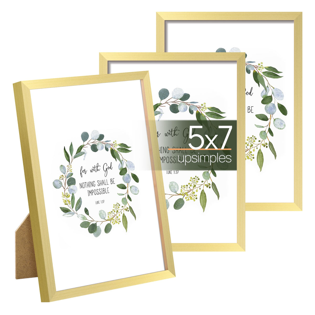 upsimples 4x6 Picture Frame Glass, Thin Border, Gold Photo Frames, 3 Pack