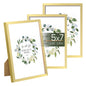 upsimples 4x6 Picture Frame Glass, Thin Border, Gold Photo Frames, 3 Pack