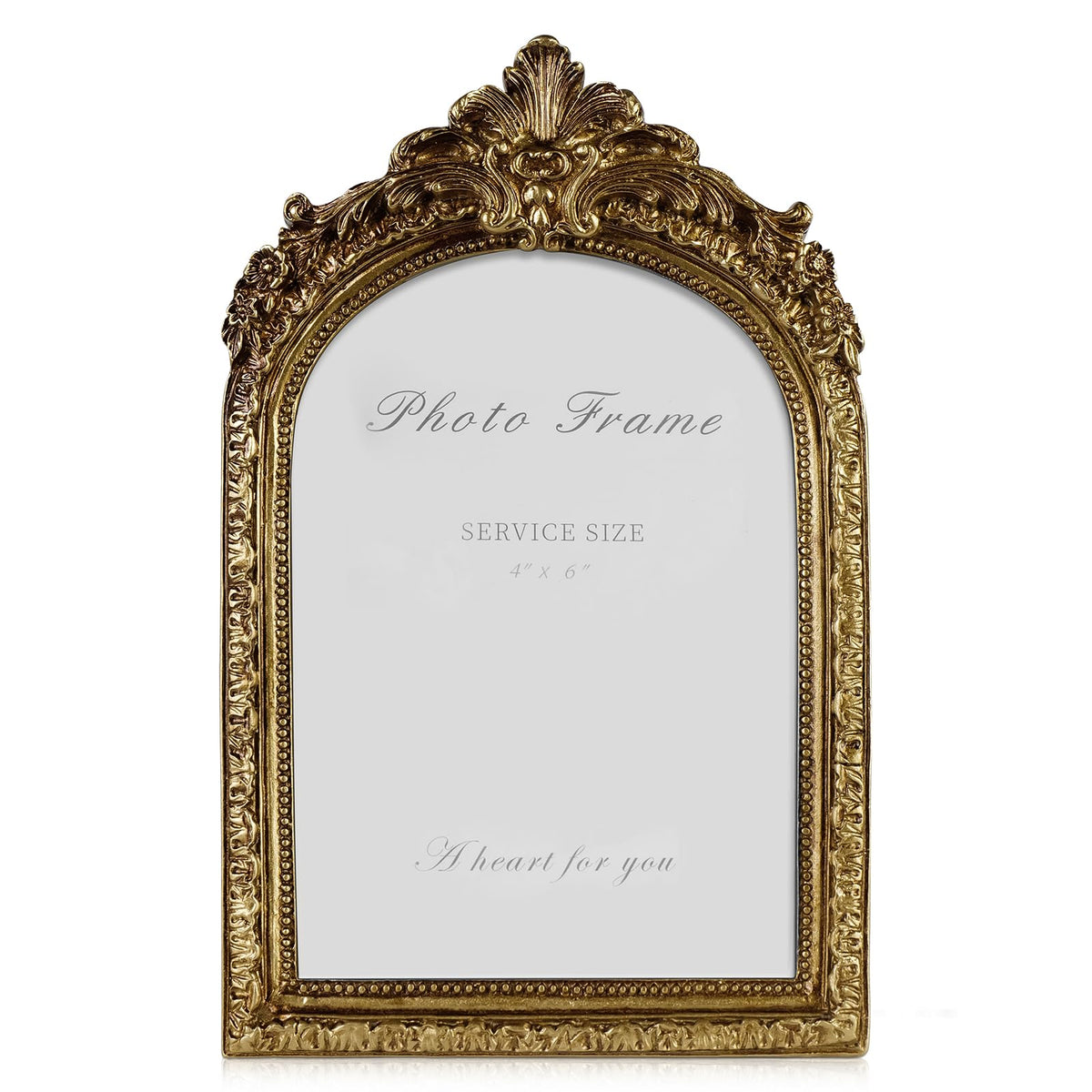 Cuspin 4x6 Vintage Picture Frame Gold Ornate Resin Arched Photo Frame