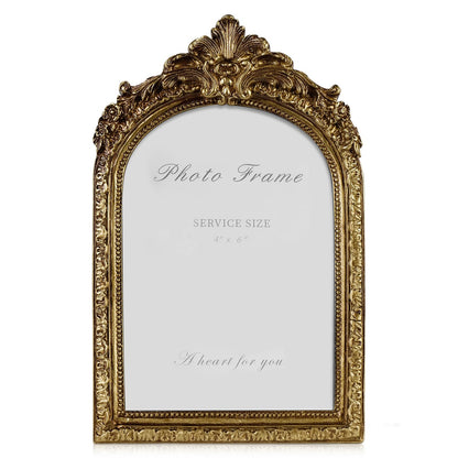 Cuspin 4x6 Vintage Picture Frame Gold Ornate Resin Arched Photo Frame
