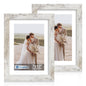 Hongkee 5x7 Picture Frame Set of 2, Real Glass and Wood Frame for Mat 4x6