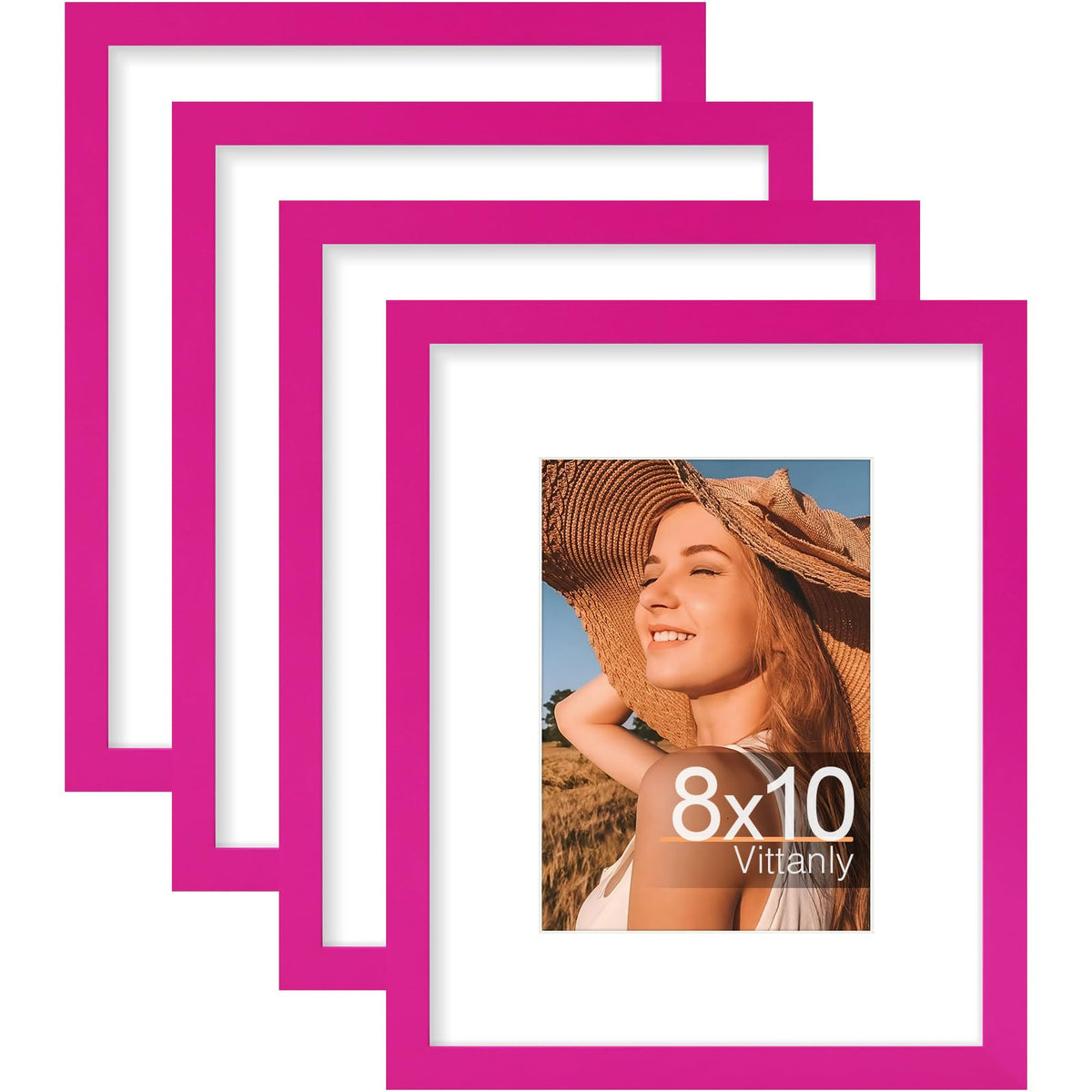 Vittanly 8x10 Picture Frames Set of 4, for Wall or Tabletop, Pale Pink