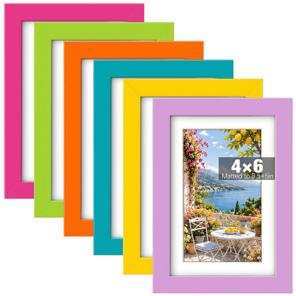 8 x 10, 5 x 7, 4 x 6 Picture Frame Set of 6, Boho Colorful Photo Frames
