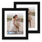 Hongkee 5x7 Picture Frame Set of 2, Real Glass and Wood Frame for Mat 4x6