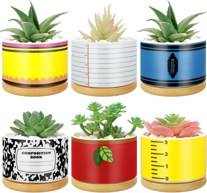 Remerry 6 Pcs Christmas Teacher Gifts Ceramic Succulent Plant Pot, Classic