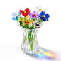 8 Pcs Mini Glass Flowers with Vase Set Small Crystal Bouquet