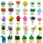Threehoney 30 Pack Mini Potted Plants Miniature Resin Figurine, Plants