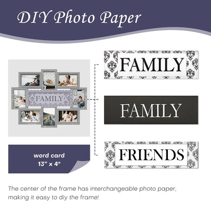 Jerry & Maggie Family Photo Frame 22x17, PVC Picture Frames Collage Wall Decor 9 Opening Wall Hanging For 6x4 Photos 8 Pack, No-Assembly 3D Design Waterproof Memorial Keepsake, Ashes