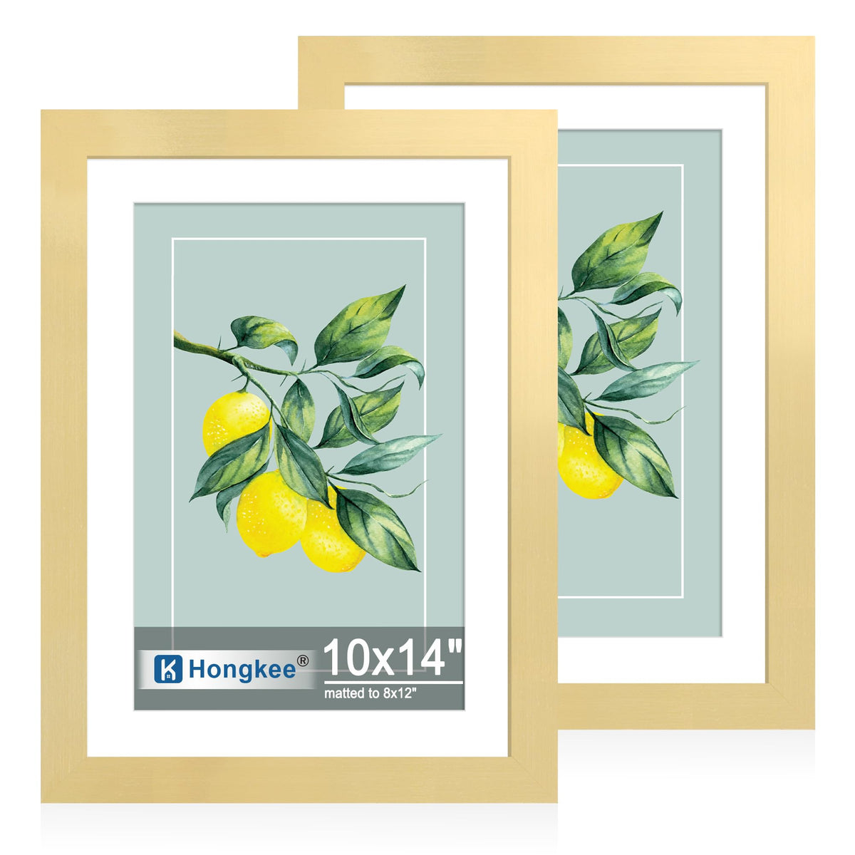 Hongkee 5x7 Picture Frame Set of 2, Real Glass and Wood Frame for Mat 4x6