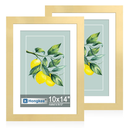 Hongkee 5x7 Picture Frame Set of 2, Real Glass and Wood Frame for Mat 4x6