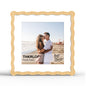 4x6 Picture Frame with Mat for 3.5x5, Wavy Edge Wooden Real Glass Photo Frame for Tabletop and Wall Hanging, Green, 1 Pack