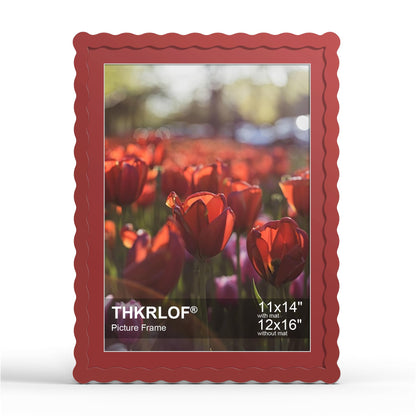 4x6 Picture Frame with Mat for 3.5x5, Wavy Edge Wooden Real Glass Photo Frame for Tabletop and Wall Hanging, Green, 1 Pack