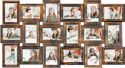 HELLO LAURA - 4x6 Picture Frame Collage Large Photo Collage Frame for Wall 18 Openings Picture Frames Photo Frame Collage Wall Decor for Living Room Bedroom - Rusted Gold