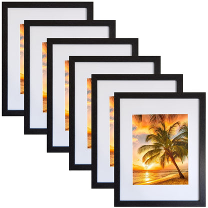 SESEAT 8x10 Picture Frame Brown Set of 6, Display Pictures 5x7 With mat or 8x10 Without Mat
