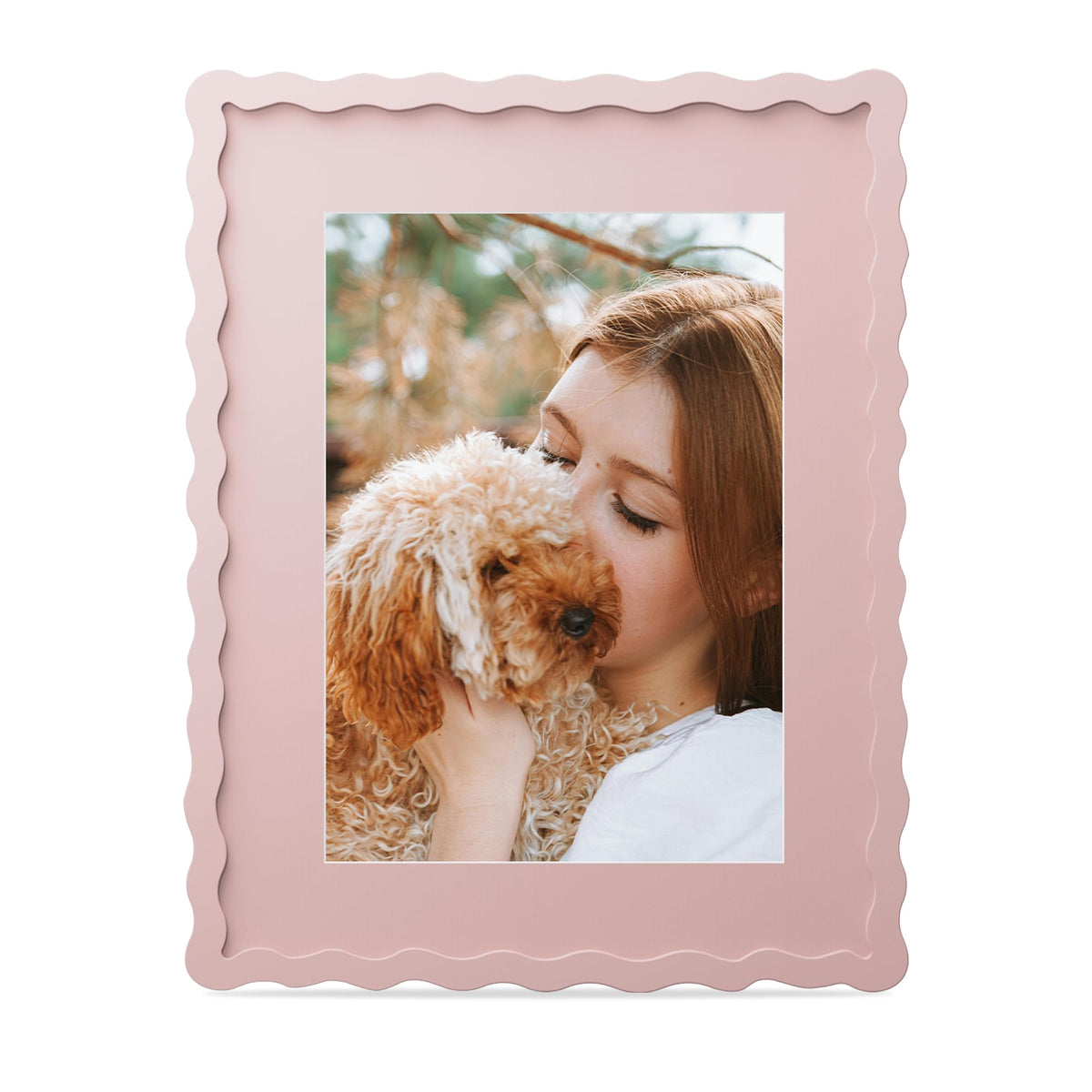 4x6 Picture Frame with Mat for 3.5x5, Wavy Edge Wooden Real Glass Photo Frame for Tabletop and Wall Hanging, Green, 1 Pack
