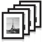 iRahmen 8x10 Picture Frame Set of 4, High Definition Real Glass Rustic Brown Frame, 8 x 10 Wood Photo Frames for Desktop Display and Wall Mounting